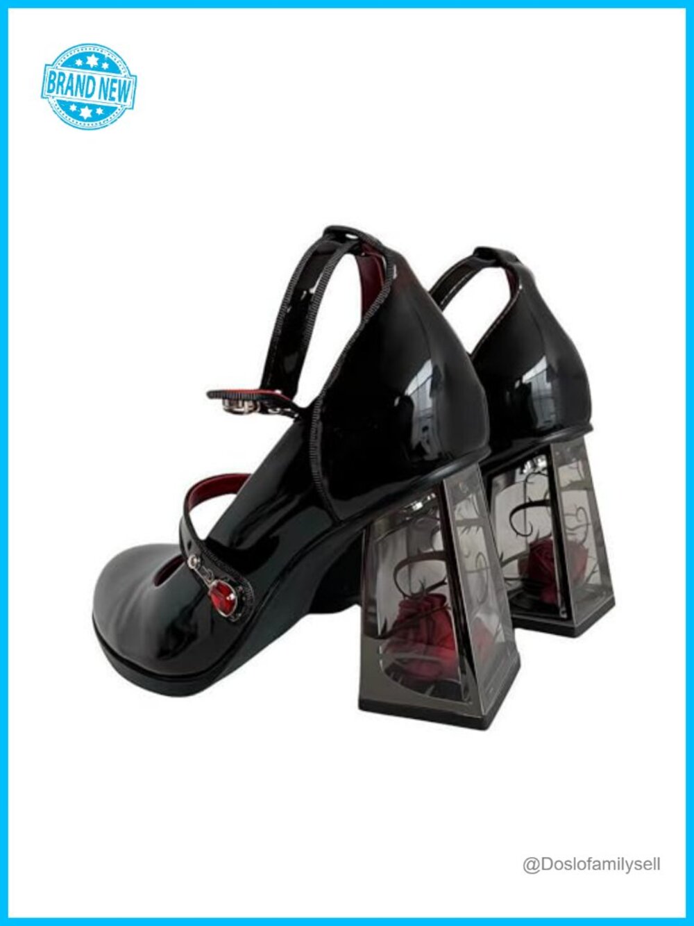 Womens Platform Mary Janes Chunky Heel Patent Leather Ankle Strap Dress Pumps